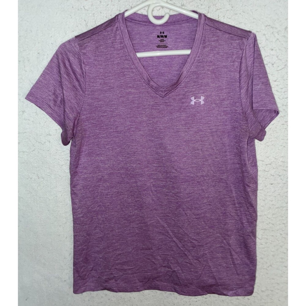 Under Armour UA V-Neck Top Purple Heather Womens Size M Performance Short sleeve